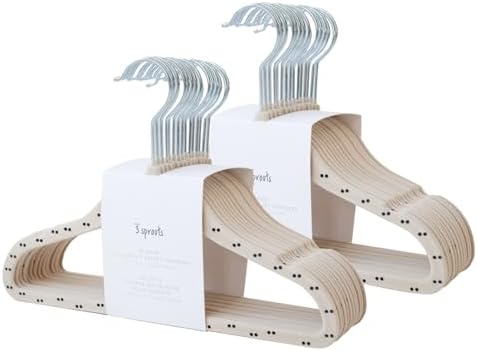 3 Sprouts Velvet Baby Hangers, Non Slip Slim, Double Dot Beige, 30 Pack by 3Sprouts