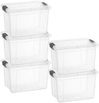 Superio 4.75 Quart Clear Plastic Storage Boxes with Lids, Stackable Organizer Containers, BPA-Free Storage Bins for Home, Office, School & Dorm, 5 Pack by Superio