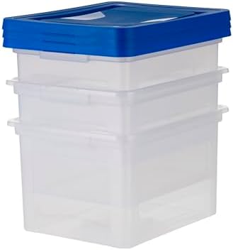 IRIS USA 3-Pack 35 Qt. Letter/Legal File Box with Lid, Clear/Blue - Image 6
