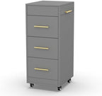 Salon Trolley Cart with Wheels, 3-Drawer Rolling Hair Styling Station, Mobile Beauty Trolley with Hot Tools Holder, Storage for Salon, Barbershop, Spa & Tattoo, Grey by OmySalon