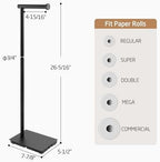 KES Freestanding Toilet Paper Holder Stand with Weighted Base, Black, 26" - Image 5