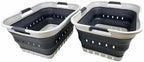 SAMMART 42L (11 gallon) Collapsible Plastic Laundry Basket - Foldable Pop Up Storage Container/Organizer - Portable Basket - Space Saving Hamper/Basket (Grey/Charcoal Black (Set of 2)) by SAMMART