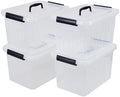 Farmoon 12 Quart Clear Storage Bin, Plastic Latching Box with Handle 4 Pack by Farmoon