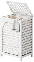 Laundry Hamper with Lid (16.9 * 13 * 26.5inches) Large Bamboo Laundry Bin Basket 85L Clothes Hamper with 1 Removable Bag Storage baskets for Bathroom (White) by FILWH