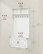 VASAGLE Hall Tree with Bench and Shoe Storage, 6 Tri-Hooks, 2 Doors - Image 4
