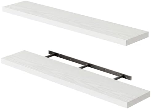 Fixwal Floating Wall Shelves for Decor (White, Set of 2, 47.2Inch) by Fixwal