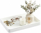 Leinuosen 14" White Rectangle Concrete Tray, Decorative with Cork Base by Leinuosen