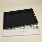 Glossy Black Sturdy Acrylic Serving Tray with Handles-12x20Inch-Serving Coffee,Appetizer,Breakfast,Butler-Kitchen Countertop Makeup Drawer Organizer-Vanity Table Ottoman Decorative Tray - Image 7