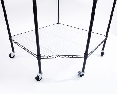 Bonnlo 6-Tier Rolling Heavy Duty Commercial Polygonal Corner Shelf Wire Shelving Unit Adjustable Storage Rack Free Standing Garage with 5 Wheels 26 4/5" L x 26 4/5" W x 71" H Inches (Black) - Image 7