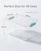 Storage Bins with Lids 6 Pack Clear Storage Containers, 7 Quart Stackable Plastic Containers with Secure Black Buckle Latch, Durable Storage Box Organizer for Pantry, Closet, Office & Classroom - Image 2