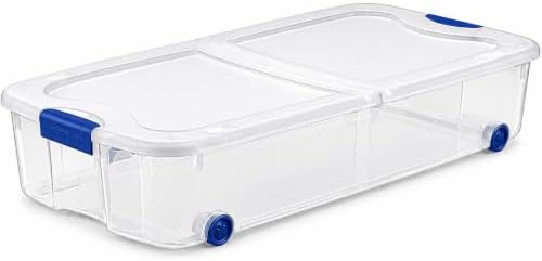 66 Qt Underbed Storage Bin with Wheels, Clear Organizer for Blankets by Unknown