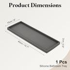 uxcell Bathroom Vanity Tray, 15.7" x 6" Silicone Soap Dispenser Trays, Shatterproof Kitchen Sink Organizer for Soaps Keys Candle Trinket, Gray - Image 2