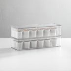 mDesign Long Plastic Kitchen Pantry/Fridge Storage Organizer Box Containers with Hinge Lid for Shelves or Cabinets, Holds Food, Snacks, Seasoning, Condiments, Flatware, Utensils, 2 Pack, Clear - Image 3