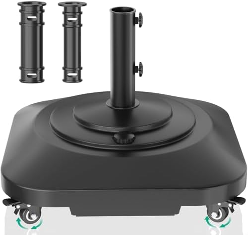 QZER Large Fillable Umbrella Base with 5 Wheels, Outdoor Umbrella Stand by QZER