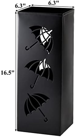 Okllen Metal Umbrella Holder, Square Umbrella Stand Rack for Entryway, 6.3" x 6.3" x 16.5", Black (Pack of 2) - Image 2
