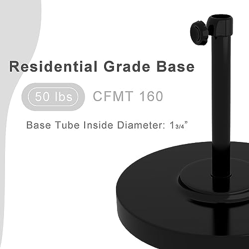 California Umbrella 50 lbs. Round Concrete Weighted Powdercoated Steel Umbrella Base, Black Frame, One Size , CFMT160-Black - Image 4