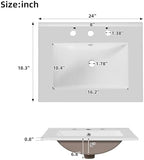 Harper & Bright Designs 24" Bathroom Vanity with Sink, Free Standing Single Basin Vanity with Divided Drawer & 2 Doors with Double Shelf, Wooden Storage Cabinet with Ceramic Basin for Bathroom, Black - Image 4