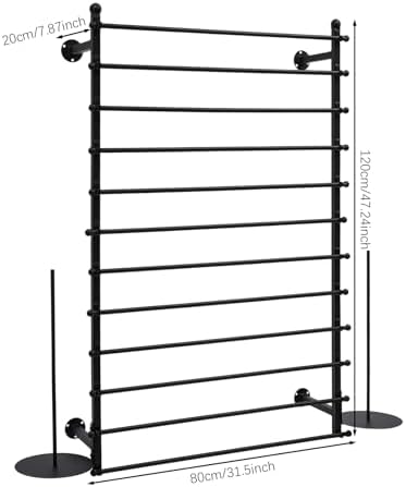 Ribbon Storage Organizer, Wall Mounted Ribbon Organizer, 12-Tier Metal Gift Wrapping Paper Rack, Spool Tie Scarf Hijab Belt Towel Hanger, for Home, Craft Room, Flower Shop, Black, 31.5in Wide - Image 2