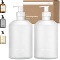 KIVY Glass Soap Dispenser Set 2X 16oz - incl. Waterproof Labels - with Pump by KIVY
