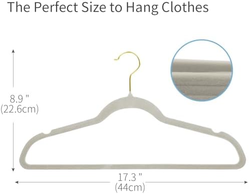 ManGotree Velvet Coat Hangers with 360° Swivel Gold Hook 36 Pack Grey - Image 3