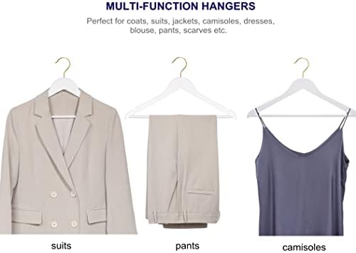 Amber Home 20 Pack White Wooden Coat Hangers with Gold Hook, Suit Hangers - Image 5