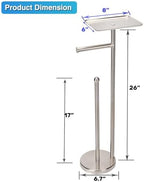Toilet Paper Holder with Shelf, Freestanding Tissue Paper Stand with Storage Space for Extra 4 Toilet Paper Rolls (Stainless Steel Base, Brushed Nickel) - Image 7