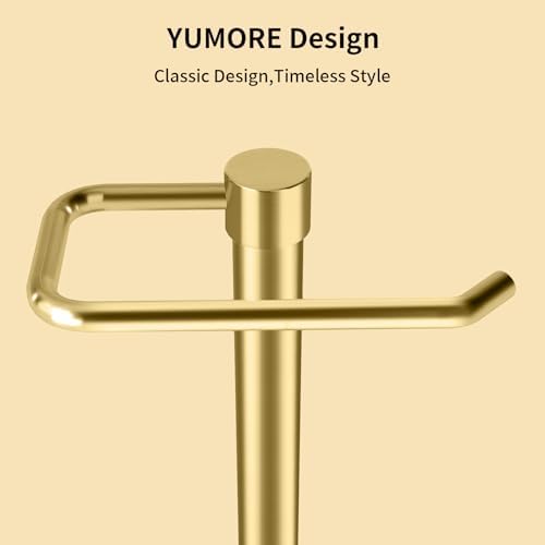 YUMORE Hand Towel Holder Stand Countertop Towel Rack Free Standing Towel Bar Hanger for Bathroom Kitchen (Gold) - Image 4