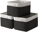 TheWarmHome Storage Basket for Gifts Empty - Large Cubes 3 Pack 15.8x11.8x11.8 inch Storage Bins for Organizing Book Cloth Bathroom Toy (White & Black) by TheWarmHome