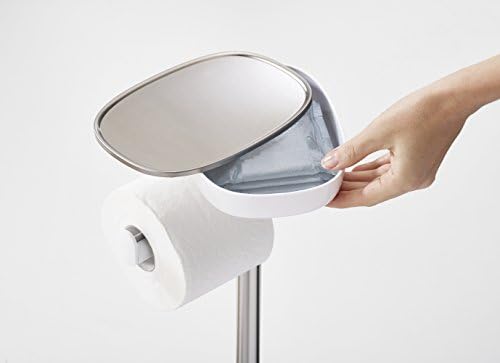Joseph Joseph EasyStore Butler Toilet Paper Holder Stand and Flex Toilet Brush with Shelf and Drawer, Stainless Steel - Image 4