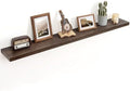 Floating Shelves for Wall Decor, 8 Inch Deep Rustic Solid Elm Wood Floating Shelves Wall Mounted, Wall Shelves with Invisible Bracket for Living Room Bathroom Bedroom Kitchen, 55 Inch Set of 1, Walnut by FLYJOE