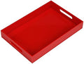 Sturdy Red Acrylic Serving Tray with Handles - 10x15Inch, Coffee, Appetizer, Breakfast, Butler Tray - Kitchen Countertop & Vanity Table Organizer by KEVLANG