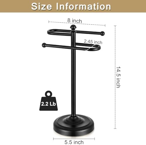 Hand Towel Holder Stand for Bathroom Countertop,S-Shape Bar,Black - Image 5