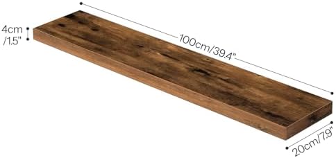 HOOBRO Floating Shelves for Wall, Wall Mounted Shelf Set of 2, 39.4" Hanging Shelf with Invisible Brackets, for Wall in Bathroom, Bedroom, Toilet, Kitchen, Living Room, Rustic Brown BF100BJP201G2 - Image 3