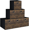 6-Pack Durable Cube Storage Bin with Decorative Wood Grain,Thickened Fabric Storage Basket Space-saving Cubby Boxes for Shelves,Closet,Bedroom,Office,Nursery,Dorm,RV, 12x12x12in (Medium by Folzaelar