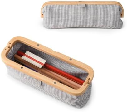 GUDEE UROKI Pen Case Pencil Pouch Lightweight and Spacious with Bamboo Frame Magnetic Opening for Organizing Stationary Office Supply 7.8x2.9.x2.7 inch Men and Women Infinity Blue by Gudee