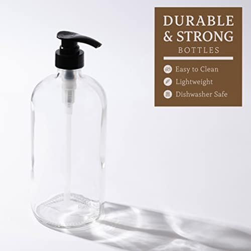 Glass Shampoo and Conditioner Dispenser - Large Glass Pump Bottle Dispenser - 32 Ounce (1 Liter) - Pack of 4 - Image 3