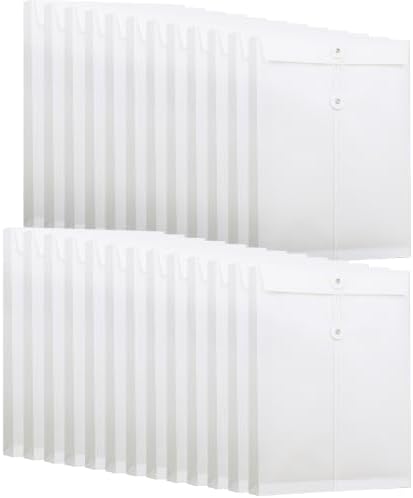 Plastic Expandable Envelopes Files Document Folders, for Letter A4 Size, with String Tie Closure - 1-1/4 Inch Expansion - for School Office & Home (White, Vertical) by WORPSON