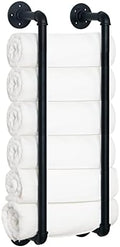 HouseAid Industrial Pipe Towel Rack, Farmhouse Bathroom Towel Storage Holder, Vintage Style Towel Organization, Wall Mounted, Matte Black by HouseAid