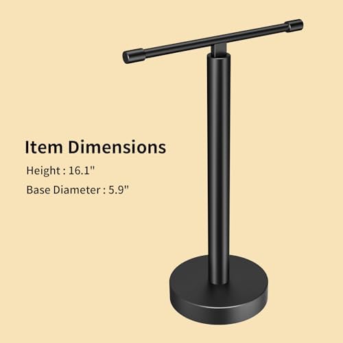 YUMORE Hand Towel Holder Stand Countertop Free Standing,Matte Black Hand Towel Rack for Bathroom Kitchen - Image 6