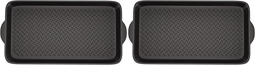 Matace 2 Pack Small Rubber Boot Tray - Black Rectangular Shoe Tray - 27.95" x 15.74" x 1.18" - 100% Recyclable Rubber - Raised Edge - Easy to Clean by MataceCarpet