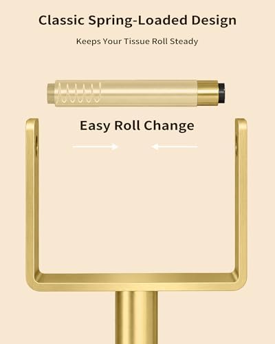 YUMORE Toilet Paper Holder Stand with Weighted Base, Brushed Gold - Image 5