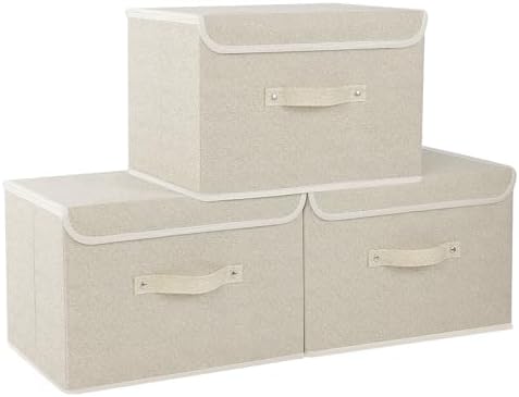 Storage Bins with Handles,Grey and Beige,15x9.8x9.8in,3 Pack by Unknown