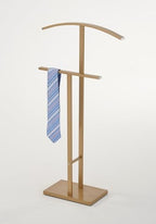 KB Designs - Metal Suit Valet Stand Clothing Organizer, Clothes Rack, Jacket Hanger, Tie Hanger (Gold) - Image 3