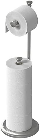 Free Standing Toilet Paper Holder Stand Brushed Nickel Toilet Roll Stand Bathroom Tissue Rack with Storage Reserves 5 Mega Rolls by TreeLen