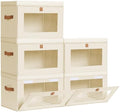 Homsorout Large Closet Storage Organizer - Clothes Storage Bins with Handles & Window, Collapsible Decorative Boxes with Lids, Fabric Containers for Living Room, Dorm, 5 Pack, Beige by Homsorout