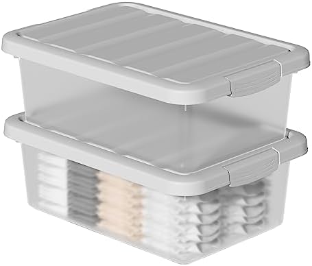 2-Pack Medium Storage Bins with Lids, 14 Quart Stackable Box - Image 6