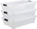 Asking 3-Pack 40 Quart Plastic Wheels Under Bed Storage Box with Lid, Clear by Asking