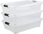 Asking 3-Pack 40 Quart Plastic Wheels Under Bed Storage Box with Lid, Clear by Asking