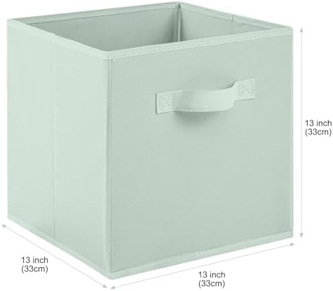 Stero 13x13x13 Inch Fabric Storage Bins 6 Pack Fun Colored Storage Cubes with Handles Foldable Cube Baskets for Home, Kids, Closet and Toys Organizer, Cyan, Green, Yellow - Image 2