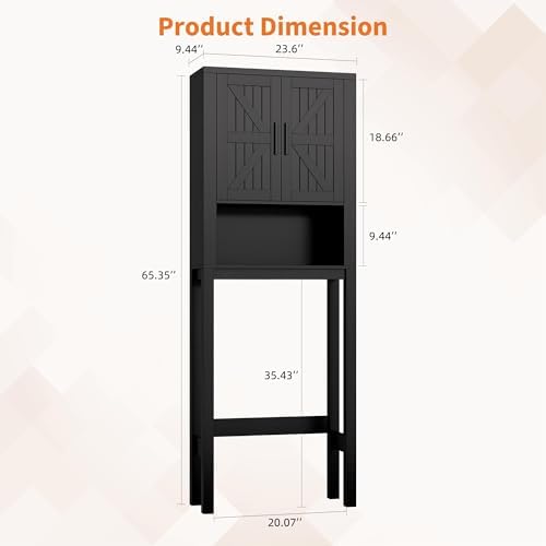Garvee Over The Toilet Storage Cabinet with Adjustable Shelf, Black - Image 2